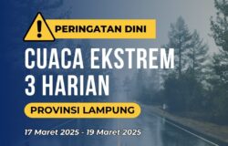 Tiga Hari Kedepan, Waspada Potensi Cuaca Buruk Wilayah Lampung Ini