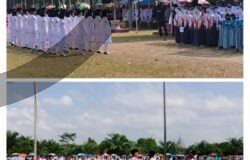 Camat Raden Fatah jadi Inspektur Upacara HUT Ke-80 RI di lapangan kecamatan Pasir Sakti